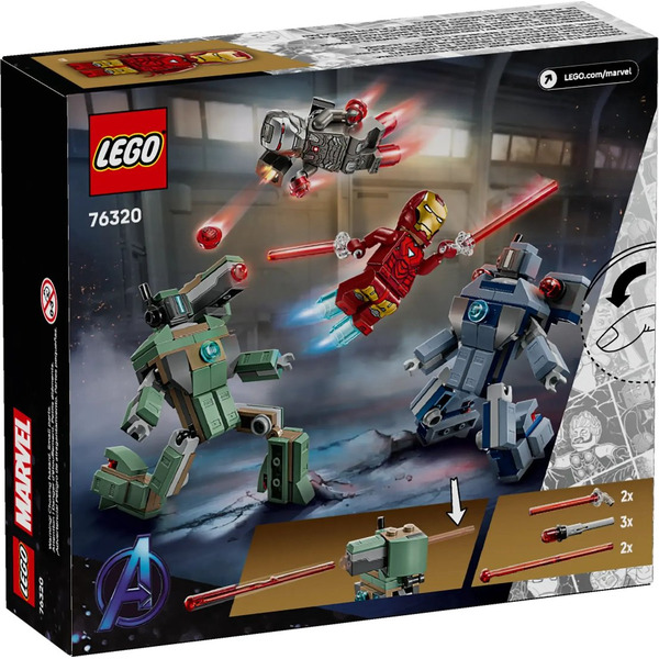 Конструктор Lego Marvel Железный человек и боевая машина против дронов 76320