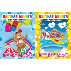 Бумага цветная двухстор. ACTION, Fancy, F-16/8, 8цв.,16л, А4, 2 дизайна