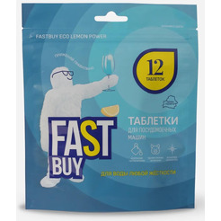 Таблетки для посудомоечной машины FASTBUY ECO Lemon Power, 12шт