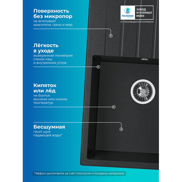 Кухонная мойка Polygran Deka 780 (черный)