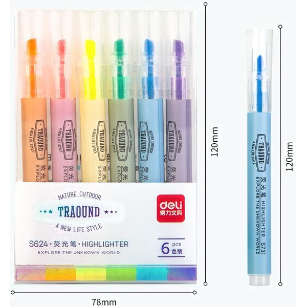 Текстовыделитель Deli S624 (6 шт)
