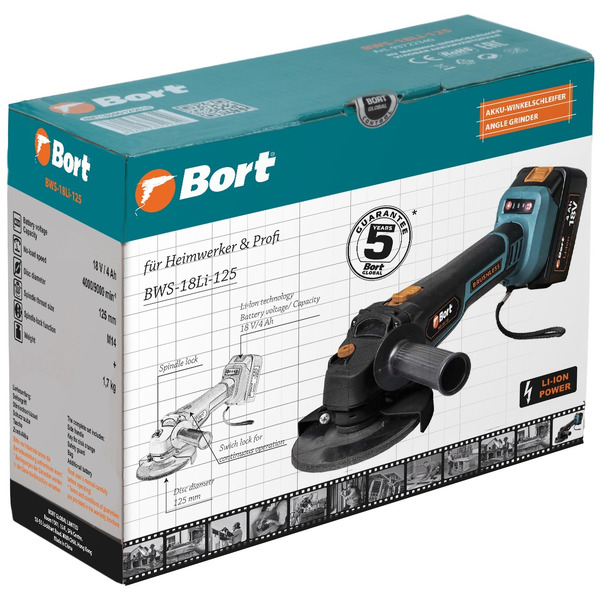Шлифмашина Bort BWS-18Li-125 (937222340)