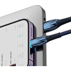 Кабель Baseus Glimmer Series Fast Charging Data Cable USB Type-A - Lightning 2.4A CADH000303 (2 м, синий)