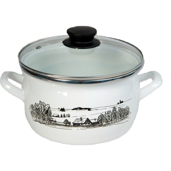 Кастрюля Сантэкс 1-2425112 (деревенский пейзаж, белый)