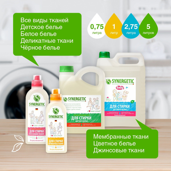 Гель для стирки черного белья SYNERGETIC концентрат, гипоаллергенный, 2,75л (109800)