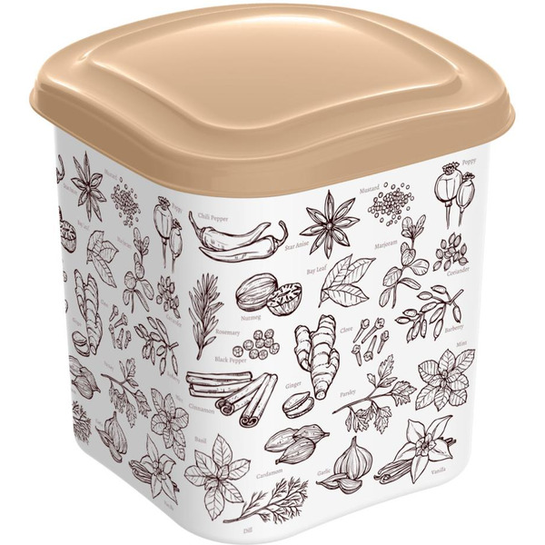 Емкость для сыпучих продуктов с декором IDILAND 221155827/01 (бежевый)