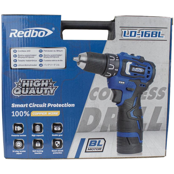Дрель-шуруповерт Redbo LD-16BL (с 2-мя АКБ, кейс)