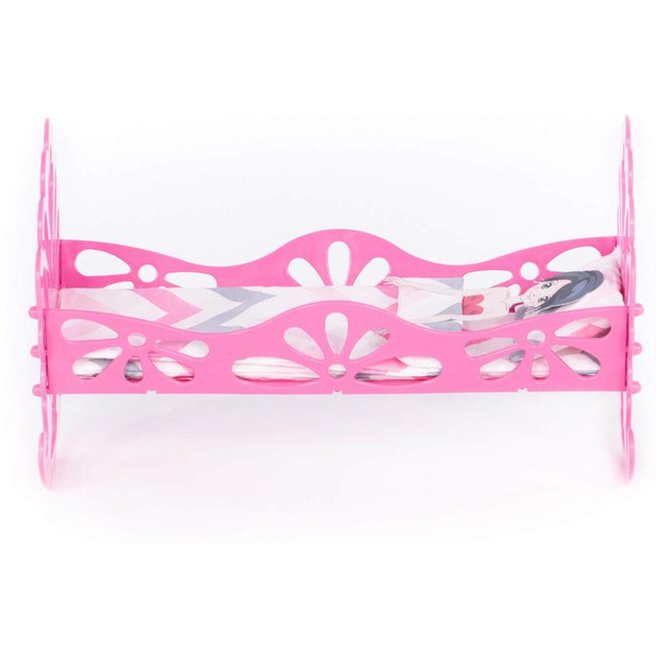 Кроватка-качалка Полесье сборная с бумажной куклой и постельным бельём 69801