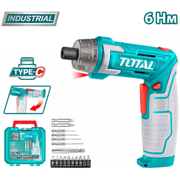 Отвертка аккумуляторная TOTAL TSDLI08025