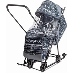 Санки-коляска Galaxy Снежинка Универсал 1 (полярная ночь/олени на черном)