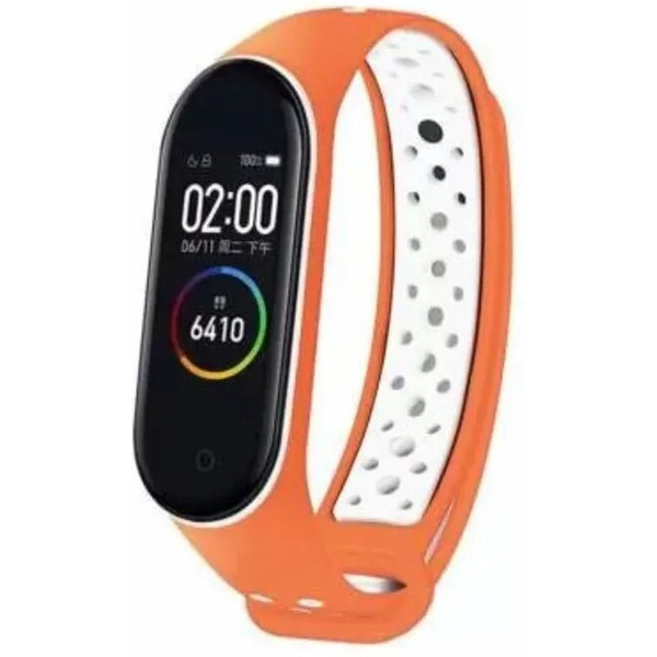 Ремешок Bingo Sport для XIAOMI Mi Band 5/6/7 (оранжевый с белым)