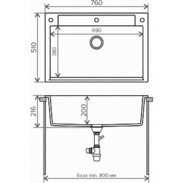 Кухонная мойка Polygran Argo 760 (черный)