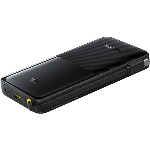 Внешний аккумулятор Baseus Bipow 2 Digital Display Power Bank With Built-in USB-C Cable 10000mah 20W (черный)