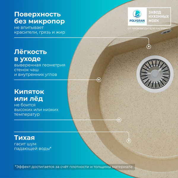 Мойка кухонная Polygran Atol 520 (опал)