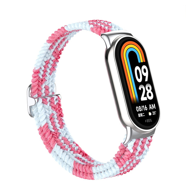 Ремешок Bingo Braided для Xiaomi Mi Band 8 (розовый с белым)