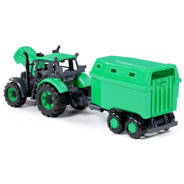 Трактор Полесье Прогресс с прицепом для перевозки животных инерционный (зелёный) 94643