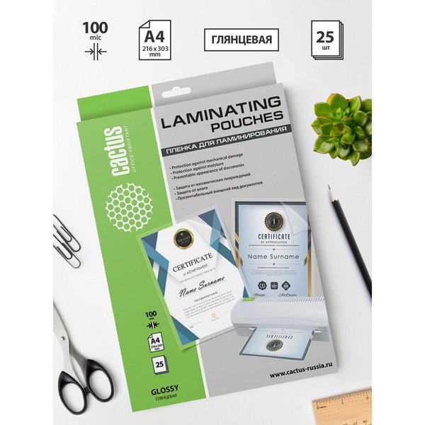 Пленка для ламинирования Cactus CS-LPGA410025