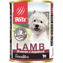 Влажный корм для собак Blitz Pets Sensitive Ягненок с индейкой / 4054 (0.4кг)