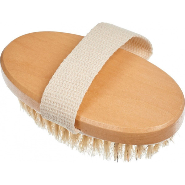 Щётка для сухого массажа из чайного дерева с щетиной кабана с ремешком BRADEX KZ 0952