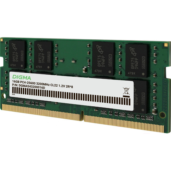 Оперативная память Digma 16ГБ DDR4 SODIMM 3200 МГц DGMAS43200016D