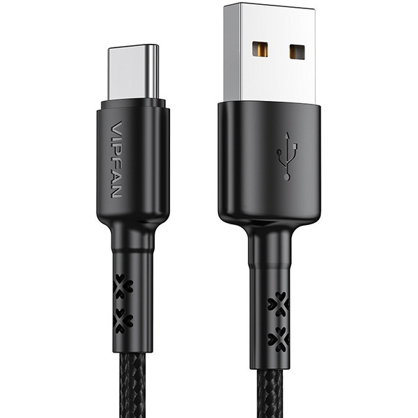 Кабель VIPFAN X02 USB-Type-C 3A 1.8 м (черный)