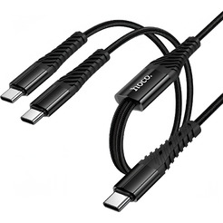 Зарядный кабель Hoco X123 Victory 2-в-1 USB-C to USB-C + USB-C (черный)