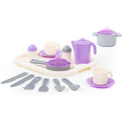 Набор игрушечной посуды Полесье Настенька с подносом на 2 персоны 3940