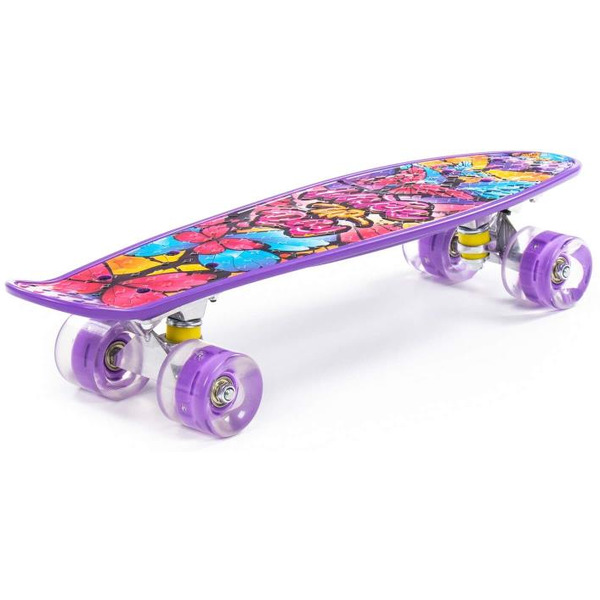 Доска роликовая Полесье 89625 (56 см) фиолетовая с наклейкой и фиолетовыми колёсами