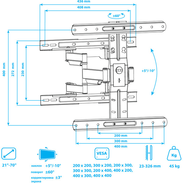 Кронштейн для телевизора Kromax Ultra Slim-101
