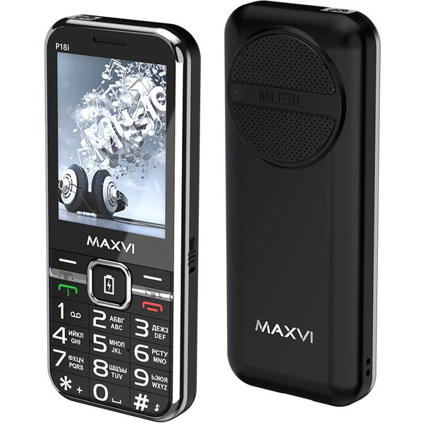 Мобильный телефон Maxvi P18i +ЗУ WC-114 (черный)