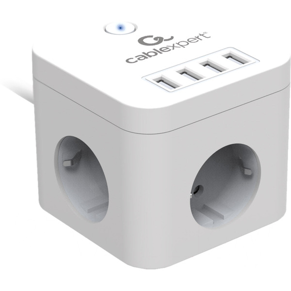 Сетевой фильтр Cablexpert CUBE-3-U4-W-1.5