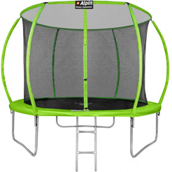 Батут Alpin SKY Carbon inside зеленый 12ft. с защит.сеткой и лестницей ASK-374