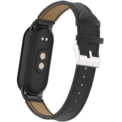 Ремешок Bingo Leather Litchi для XIAOMI Mi Band 8 Черный
