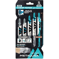 Набор пилок для лобзика METALLICA Optima №2 по дер/мет: T244DA/T101D/T101AI/T118A/T123X, в карт., 5шт 908143