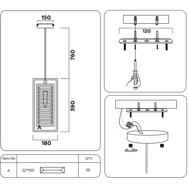 Подвесной светильник Ambrella Light с хрусталем TR5043 кофе/янтарь E27х1