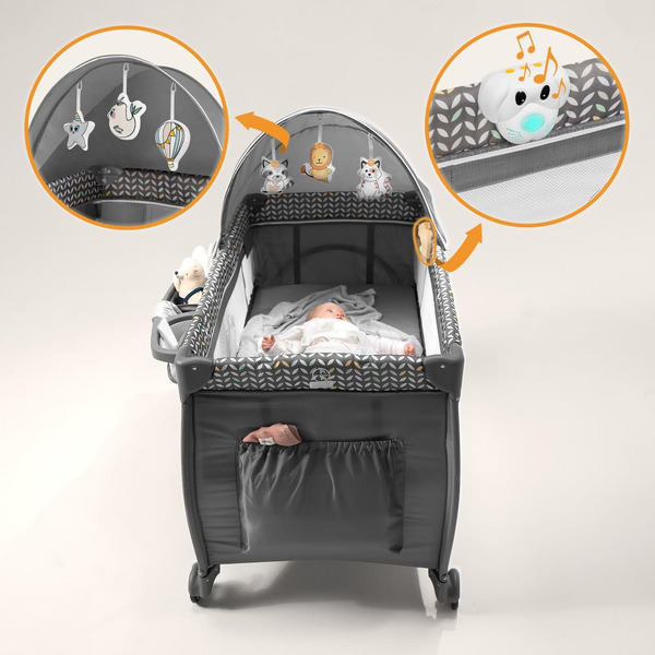 Кровать-манеж Lionelo Sven Plus (Grey Scandi)