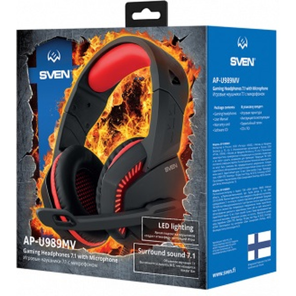 Гарнитура игровая SVEN AP-U989MV (черно/красная)