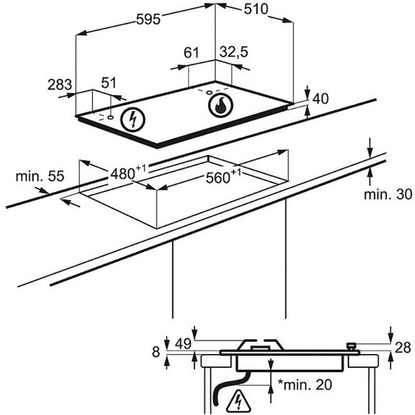 Поверхность газовая ELECTROLUX GPE262FX
