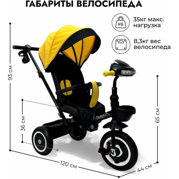 Беговел-велосипед Bubago Dragon BG 161-1 (черный/желтый)