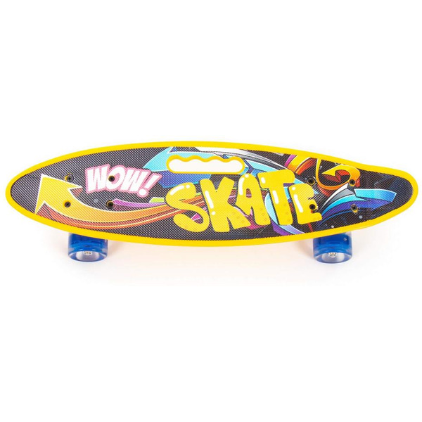 Доска роликовая Полесье 89557 (59 см) жёлтая с наклейкой и синими колёсами