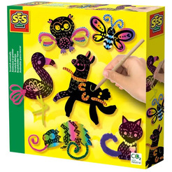 Набор гравюр SES Creative Голографические скретч-карточки. Животные 14006