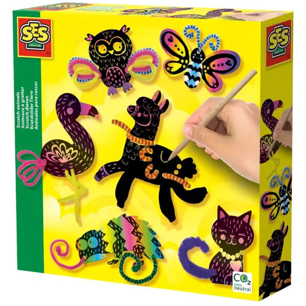 Набор гравюр SES Creative Голографические скретч-карточки. Животные 14006