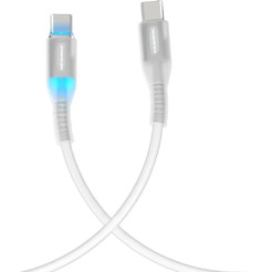 Кабель Atomic LEDIT USB-C - USB-C PD 60W, LED, 1.2 м, белый | 30.372
