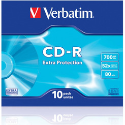 Диск CD-R Verbatim 4 700MB 52x Extra Protection, упаковка 10 шт. в футлярах SlimCase 43415