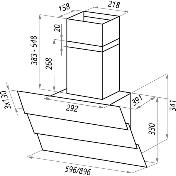 Кухонная вытяжка Maunfeld Cascada Trio 90 (белый)