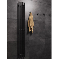Полотенцесушитель электрический Маргроид Ferrum Inaro 4 СНШ 150×6×18 (черный матовый, скрытого монтажа, таймер справа, 8 крючков)