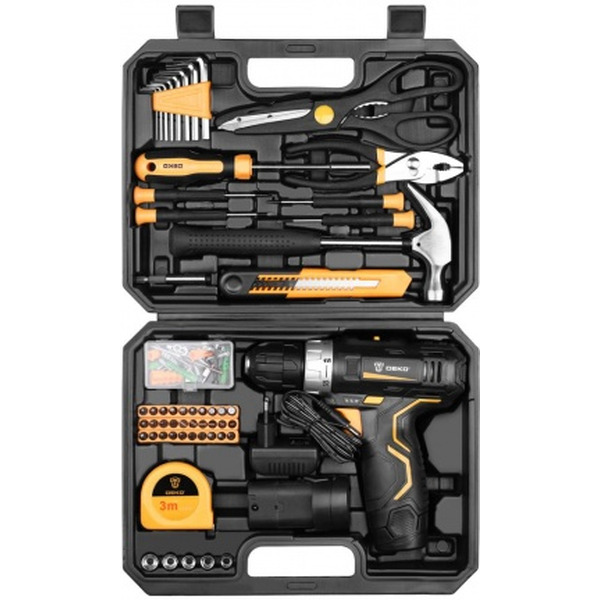 Дрель-шуруповерт Deko GCD12DU3 SET 104 (063-4133) с 2-мя АКБ, кейс, набор оснастки