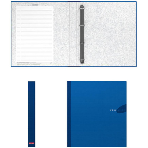 Файл-регистратор Erich Krause А4/35мм на 4 кольцах WORK INSIDE, ламинированный, синий 19873