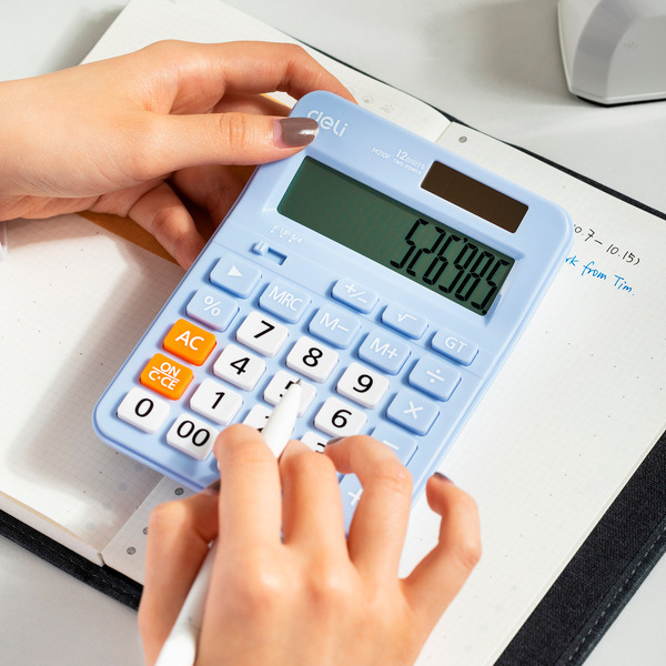 Калькулятор Deli EM210F (голубой)