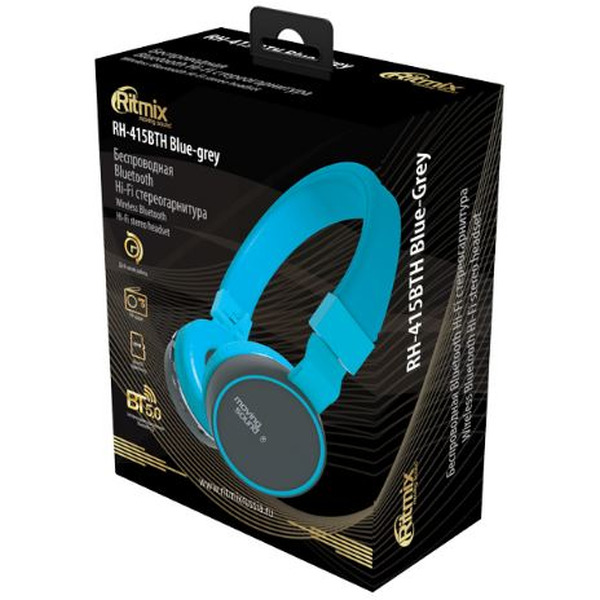 Наушники Ritmix RH-415BTH (синий/черный)